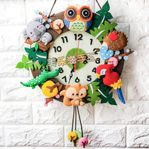 Non-woven relieve boredom Handmade diy production material pack Fun forest cartoon animal wall clock adult pass the time