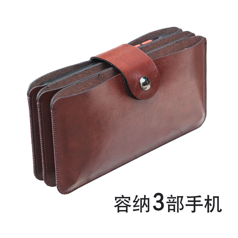 Three Phone Cases in One, 3-Layer Wallet-Style Multifunctional Storage Bag, Ultra-Thin Protective Leather Case, Hand-Held Horizontal Style