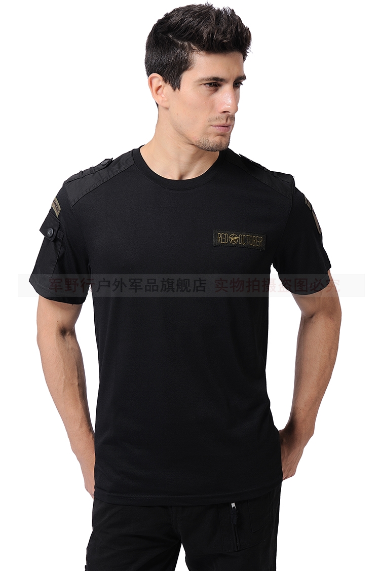 Mùa hè giải trí ngoài trời lĩnh vực ngụy trang quần áo quạt quân đội quần áo cổ tròn không có túi lỏng nam ngắn tay áo thun nam khó khăn - Những người đam mê quân sự hàng may mặc / sản phẩm quạt quân đội giày sĩ quan quân đội