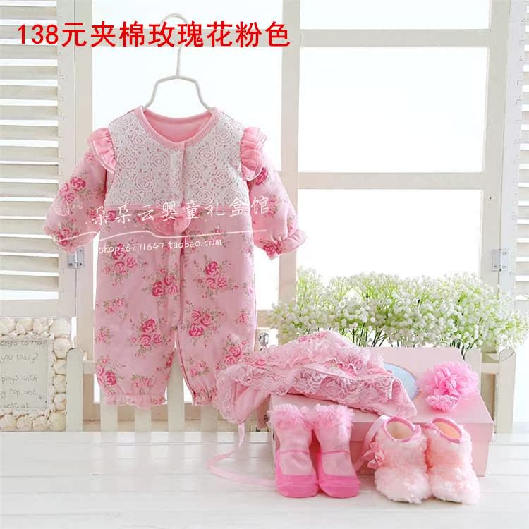Mùa xuân và mùa đông Mùa đông Bộ quà tặng cho bé Bộ sưu tập ấm áp Trăng tròn Trăm ngày Quà tặng Sơ sinh Công chúa Váy ren quà sơ sinh cho bé gái