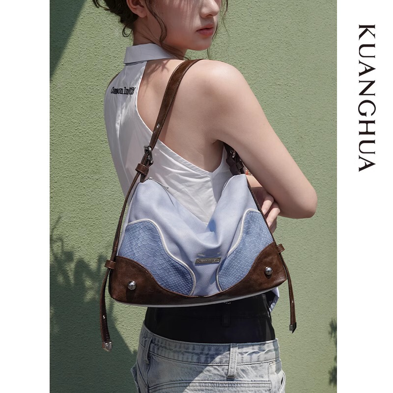 Huanghuacun Summer New Star Blue High-End Underarm Bag Niche Design Single Shoulder Crossbody Bag for Women Unique Hobo Style Huanghuacun Summer New Star Blue High-End Underarm Bag Niche Design Single Shoulder Crossbody Bag for Women Unique Hobo Style