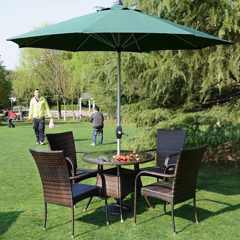 Outdoor casual choreography table and chairs umbrella bar rattan chair three sets of balcony tea table five sets of furniture outdoor composition