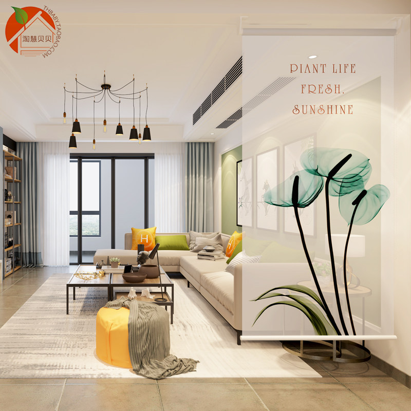 Modern simple hanging screen curtain Nordic soft partition curtain into the entrance entrance lifting curtain living room shade curtain