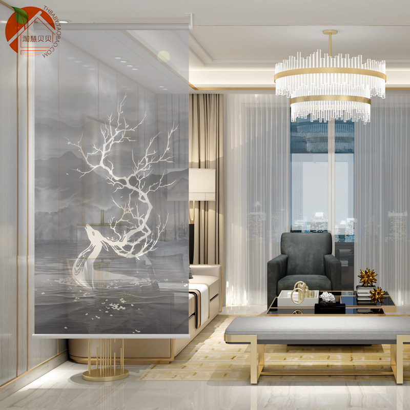 Modern simple translucent partition curtain Nordic living room hanging soft screen lifting soft curtain hanging screen to block the entrance