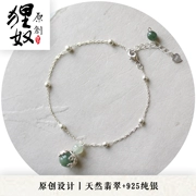 Vòng tay ngọc bích tự nhiên vòng chân ngọc nữ handmade nguyên bản mặt dây chuyền bông tai bạc sterling retro phong cách quốc gia nghệ thuật
