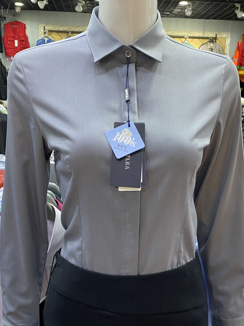 Light Blue Long-Sleeved Shirt for Women, Professional Stretch Bamboo Fiber Versatile Workwear for Office, Interview, Property Management, Women's Shirt