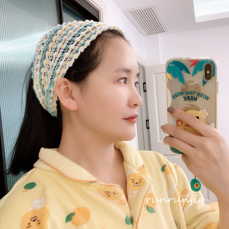 Wide - edged large - size broken hair wrapped everbab elastic micro - pressure hair with face - washing face mask hair hoop