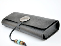 Hand Cigarette Packs Cow Leather Cut Tobacco Genuine Leather Imported Leather Handroll Containing bag Hard leather bag Free shipping S-102