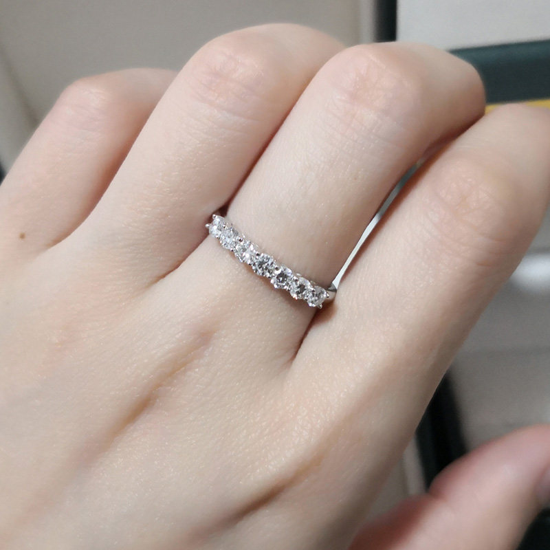 Yimei Diamond White 18K Gold Diamond Row Ring Women's Ring Diamond Ring Rose Gold Diamond Ring Row Diamond Guard Ring