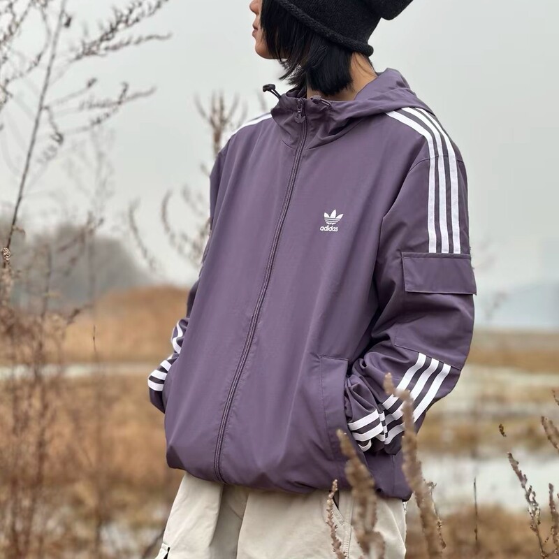 Authentic Adidas Originals Spring/Summer Thin Purple Jacket for Men and Women, Couple's Retro Sports Green Jacket Trendy