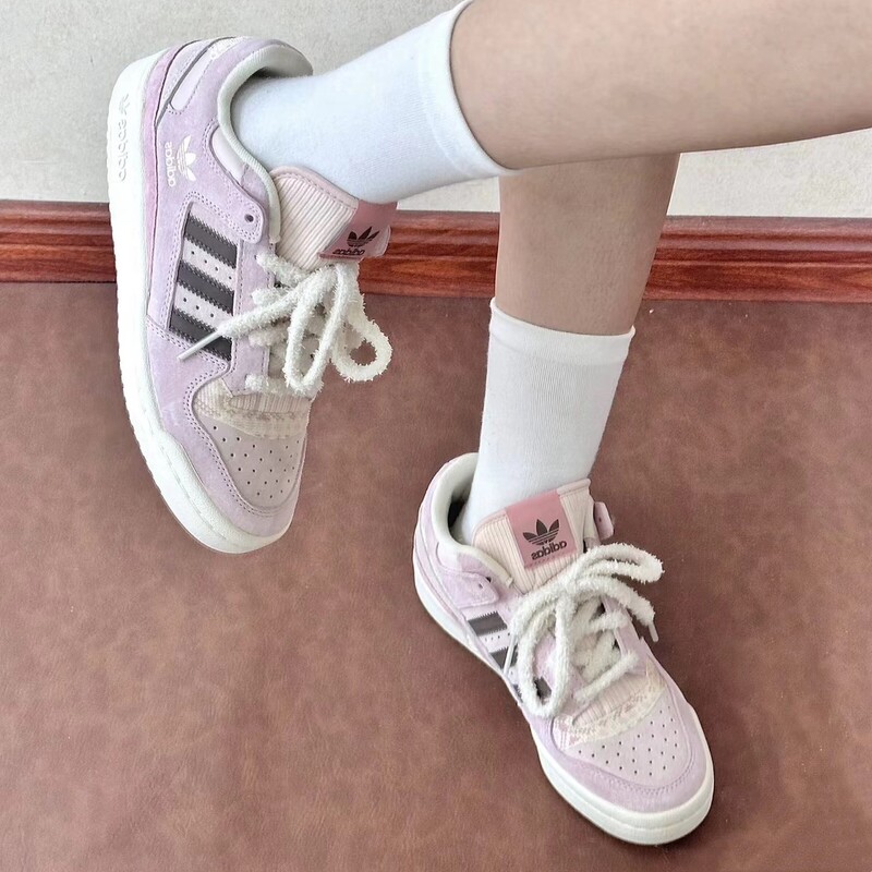 Adidas Adidas Trefoil Women's Shoes Forum Low Plush Strap Casual Shoes Pink Sneakers Kj4300