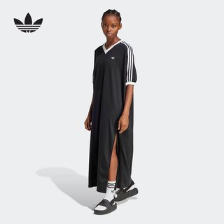 adidas阿迪达斯2025春季女子三叶草侧开叉休闲运动连衣裙JX9219