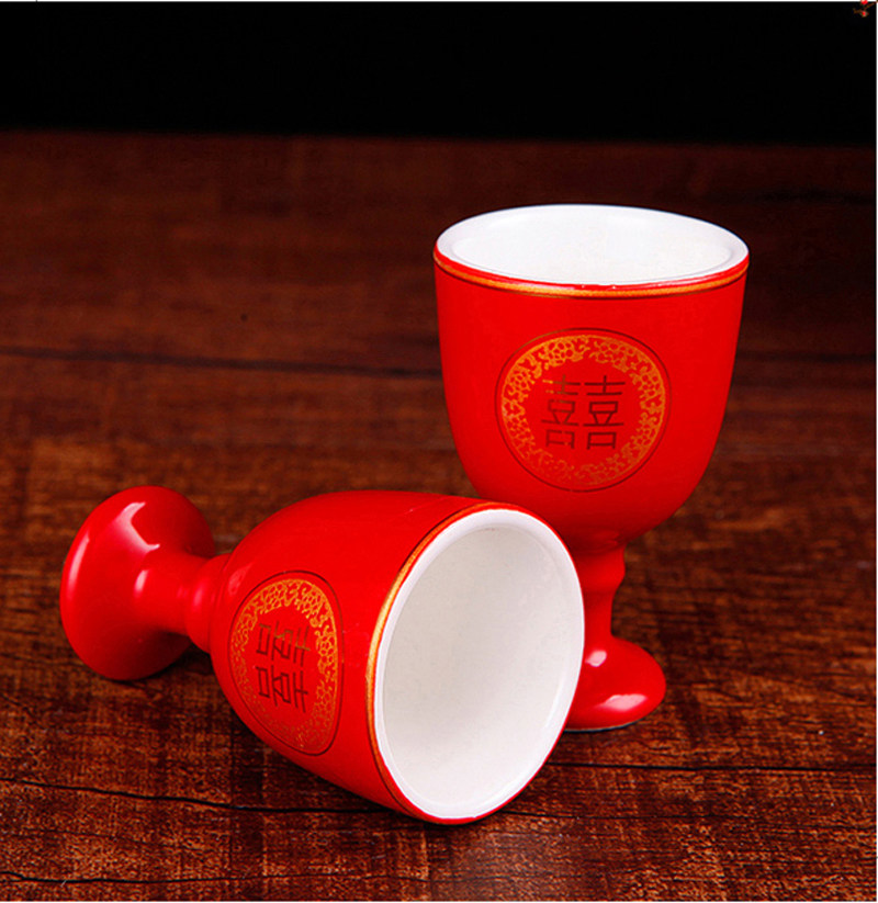 Wedding toast cup ceramic small wine cup wedding bride and groom cross cup wine jug wedding banquet toast parents guests red wine cup