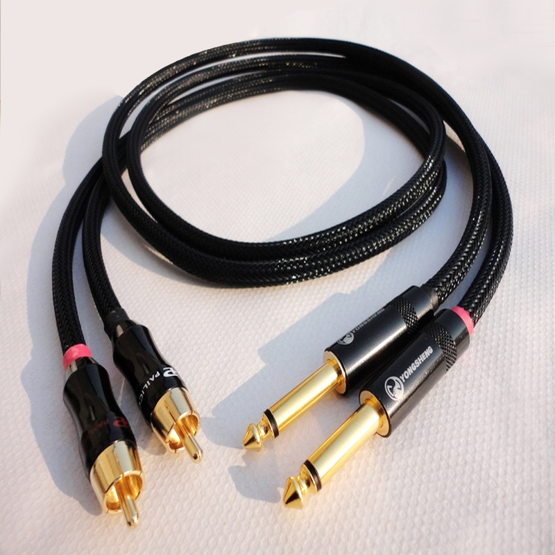 Audio line signal line 4N oxygen-free copper 6 35 turn RCA 6 5 large two-core plug turn lotus plug gold plated