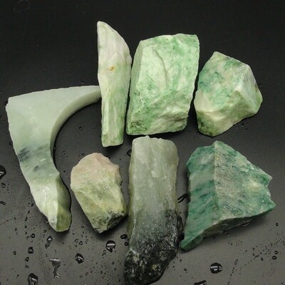 Nanyang Dushan Jade Du Jade Green White Water Day Blue Blue Pink 7 Du Jade Material Collection