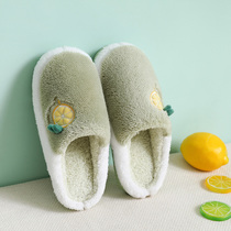 Daily warm cotton slippers female home non-slip cute Net Red couple home silent men winter fluffy shoes