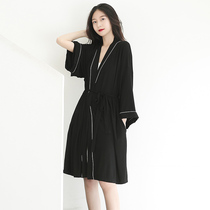 Spring and summer thin pajamas womens Japanese sexy modal long-sleeved mid-length bathrobes large size autumn kimono pajamas