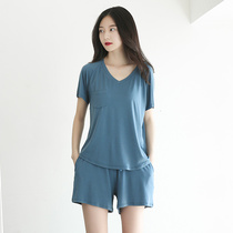 Summer modal pajamas suit female net red thin comfortable short-sleeved shorts home clothes cool ice silk can be worn outside