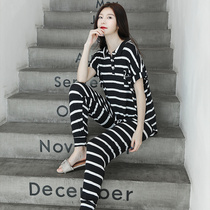 Summer modal pajamas set women loose sweat-absorbent thin short sleeve pants wear home wear shirt collar toe