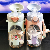 Angerhinology Drinking Cup Anti-Fall PPSU Sports Kettle Students Straight Drinking Cup Straws Water Glass Anti Leakage Training Cup