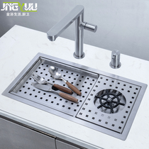 Cup washing machine sink small dishwashing tank Single water basin Artisanal Single Trough 304 stainless steel washbasin in the island Terra pool