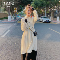 Maje kara gentle wind French platycodon grandiflorum long sleeve dress autumn 2021 new women's waist small skirt