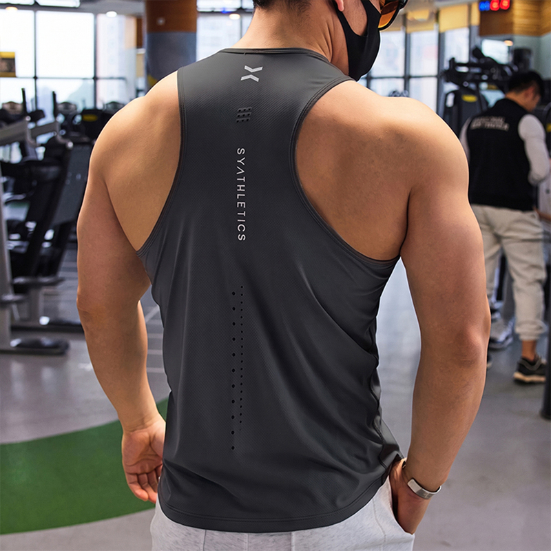 Ultra-Light Fitness Clothing, New Summer Style Men's Sports Fitness Sleeveless Quick-Drying Racer Vest Running Training Top Ultra-Light Fitness Clothing, New Summer Style Men's Sports Fitness Sleeveless Quick-Drying Racer Vest Running Training Top
