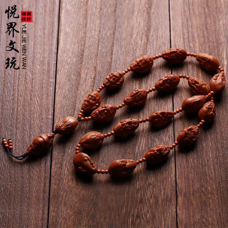 Olive-core engraving single-sided  Rohan hand strings with long strings of male and female neck hanging necklaces wool dressing chains to play candied beads