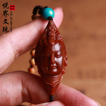  Handmade olive core carving Guanyin pendant pendant Men and women play olive hu carving Sugong big core single seed single