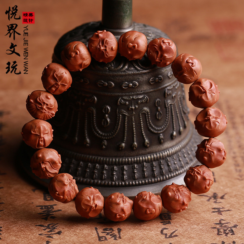 Natural Dragon Pattern Small Walnut Peking Opera Mask Eighteen Arhats Bracelets Nuclei Carved Buddha Beads Men and Women Couple Wenwan Bracelet