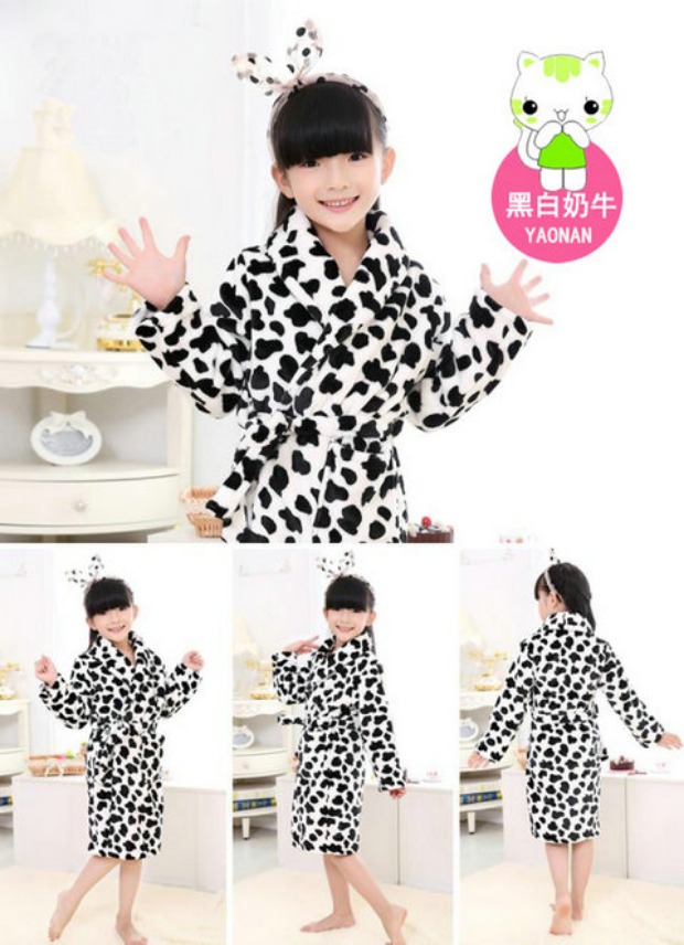 Bộ đồ ngủ nhung san hô XL nam và nữ bò mẫu da báo cha mẹ trẻ em mặc áo choàng tắm cho trẻ em đôi áo ngủ trẻ em áo choàng tắm bộ đồ ngủ nữ