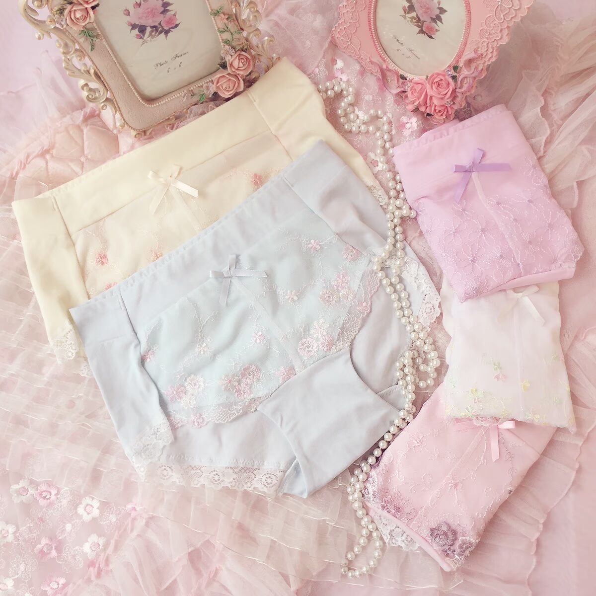 Kích thước lớn đồ lót nữ béo mm200 kg eo cao cotton gợi cảm 100% cotton thêu thêu ren giữa eo quần lót nam thun lạnh siêu mỏng