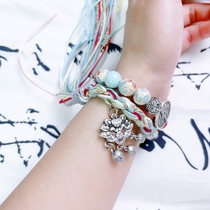 Foot silver 999 Mountain ghost paid for sushi silver lock handwoven double ring hand rope State Wind Bracelet Girl