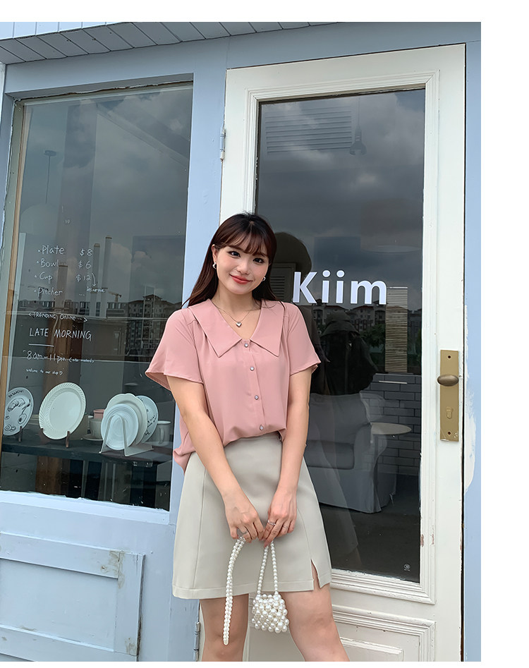 Плюс размер бюста платье 宽松的高腰a字开衩春夏大码女装，遮盖肌肤，显瘦look纯色套装裙32047。