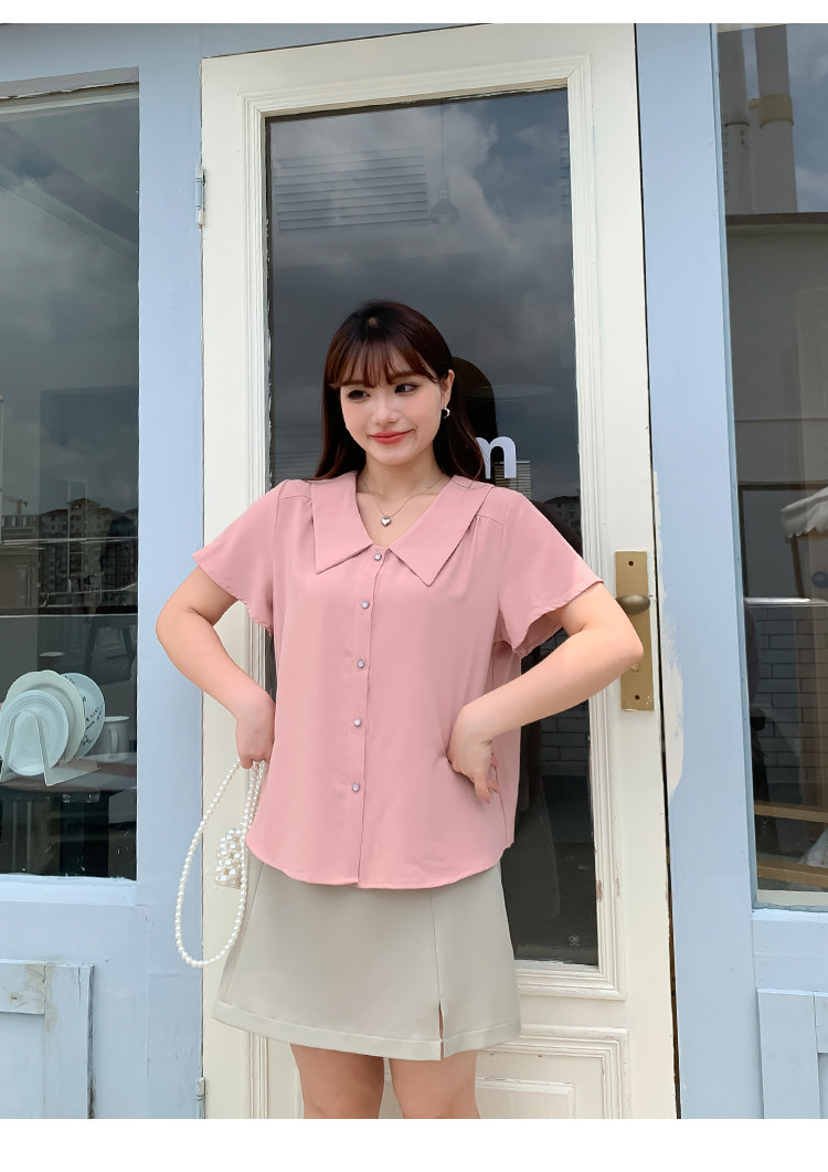 Плюс размер бюста платье 宽松的高腰a字开衩春夏大码女装，遮盖肌肤，显瘦look纯色套装裙32047。