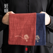 Banyi heavy cotton linen tea towel embroidery tea cloth absorbent Zen tea mat tea ceremony pot towel high-grade tea table cloth
