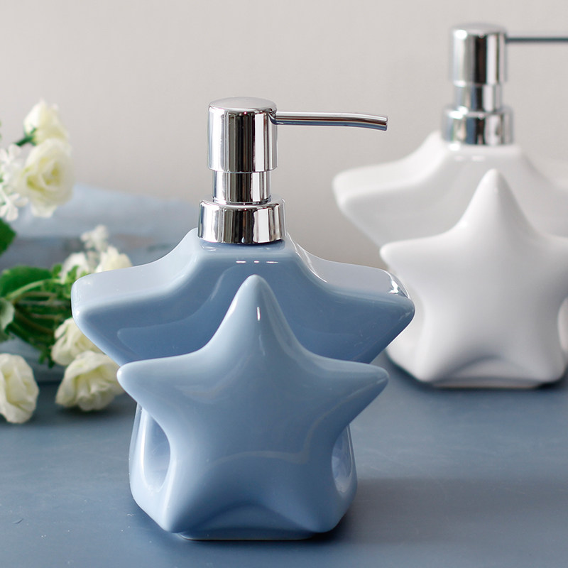 Solson simple ceramic lotion dispenser dual-use detergent sub-bottling hand sanitizer bottle with sponge seat shower gel