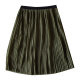 Counter girls spring and autumn versatile European and American style glitter skirt high-end military green double-layer pleated skirt short skirt