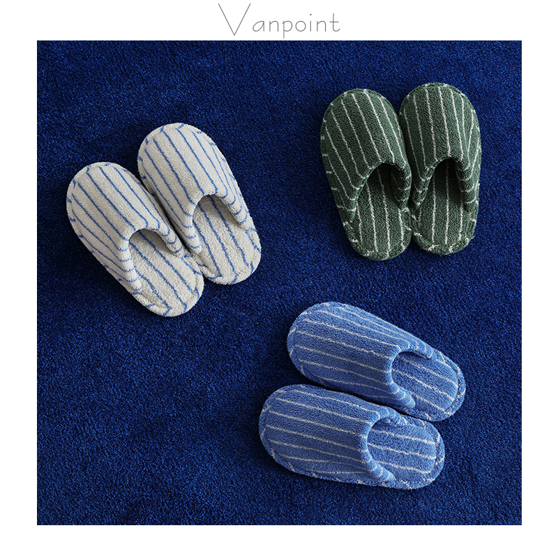 Absorbent Terry Cloth One-Size-Fits-All Men's and Women's Towel Material Home Hotel Non-Slip Simple Striped Slippers Four-Season Home Shoes