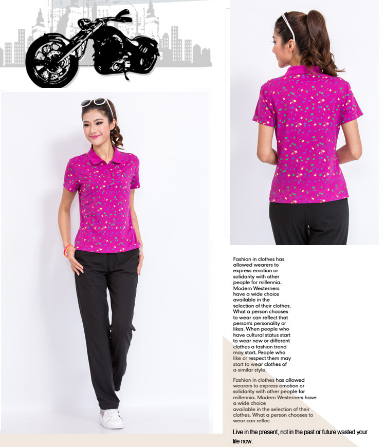 Thành phố Demei mùa hè cổ điển mới 360 phụ nữ bông ve áo thể thao giản dị T-Shirt POLO áo sơ mi đầy hoa mẫu áo polo nam