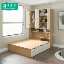 Nordic small apartment wardrobe bed one-piece custom second bedroom space-saving multi-function tatami storage bed wardrobe combination