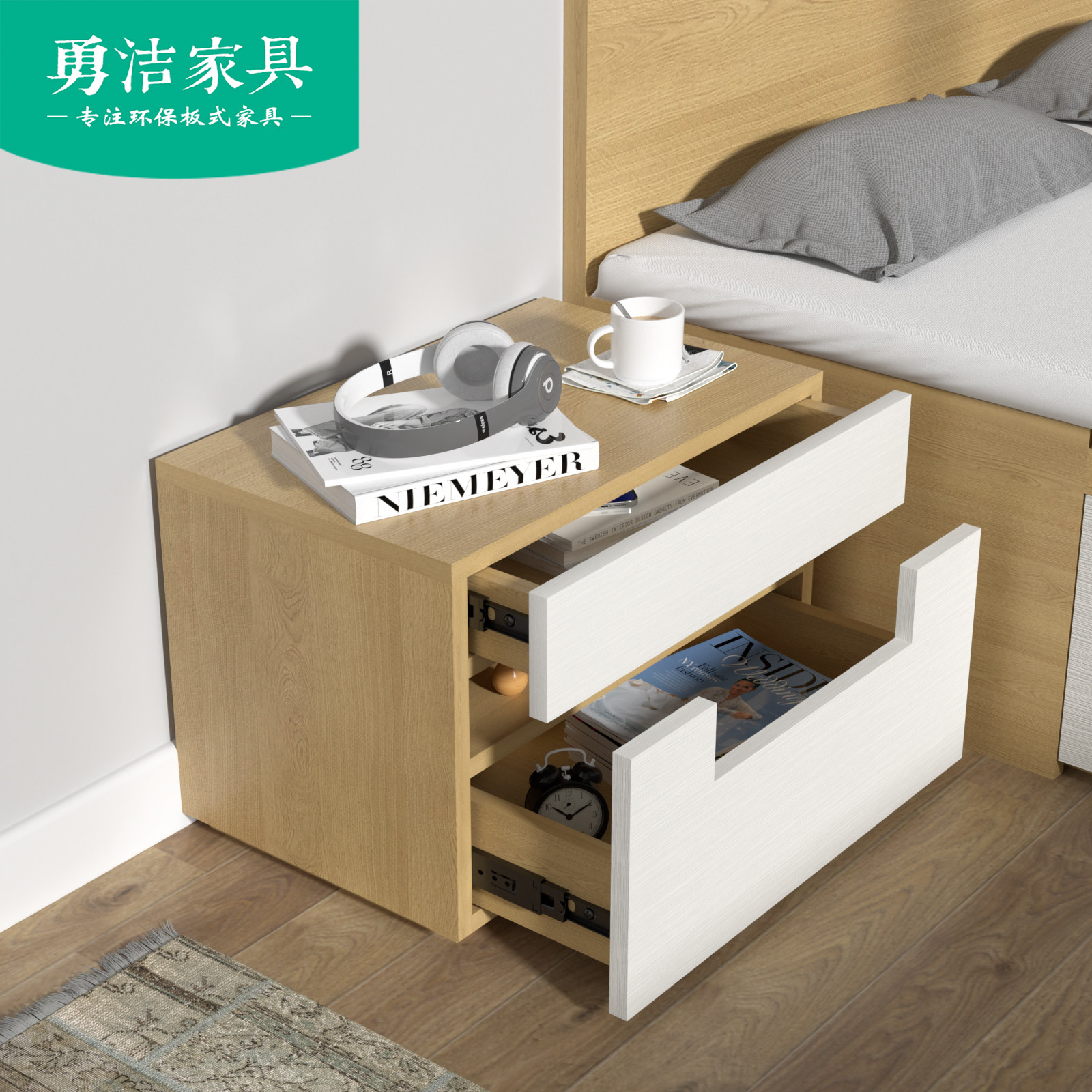 Minimalist modern Bedroom Adult drawer Chest Bedside Cabinet Dwarf cabinet Contained Two Drawers Small-family-type nightstand Customized