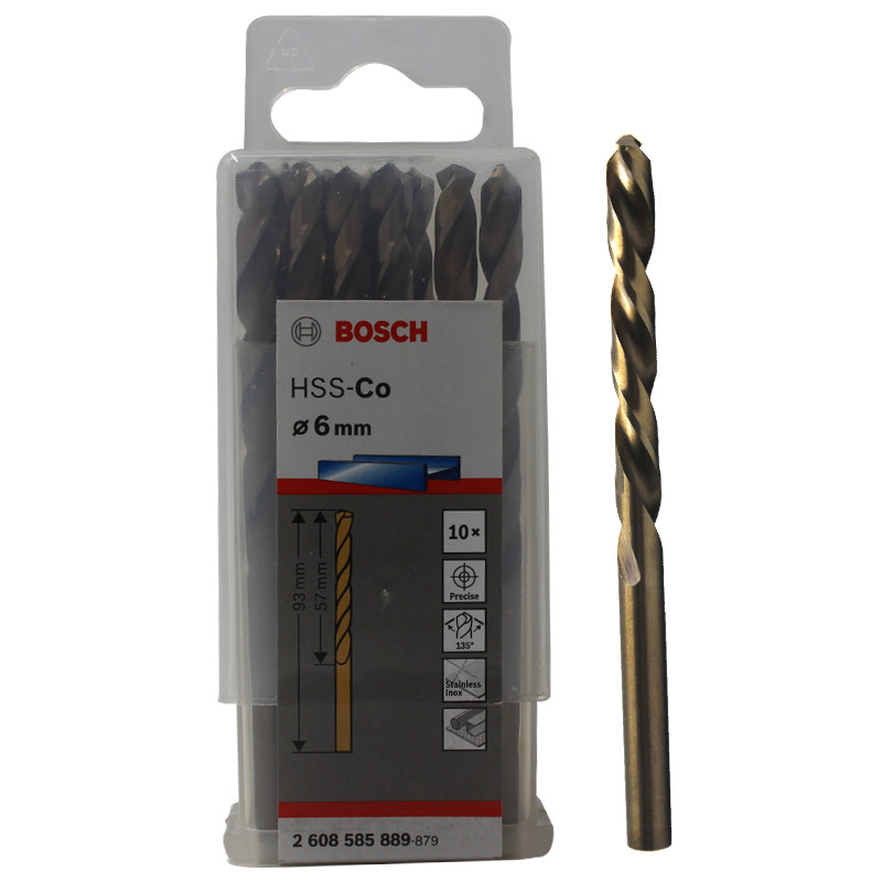 Original installation Bosch Germany Bosch Straight handle HSS-CO with cobalt stainless steel special twist drill bit drilling tip 6mm