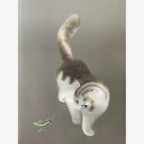 Su embroidery gifts for foreigners double-sided heterochromatic embroidery hand embroidery double-sided embroidery table screen ornaments heterochromatic cat villa