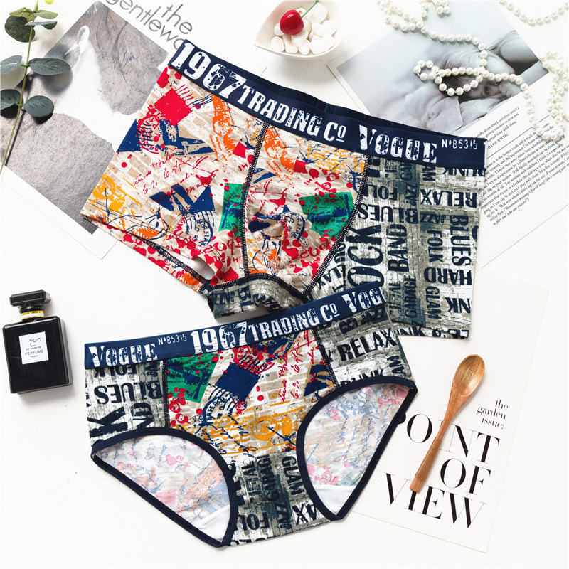 A set of national retro sexy trend couple underwear set 2018 new cotton modal cotton