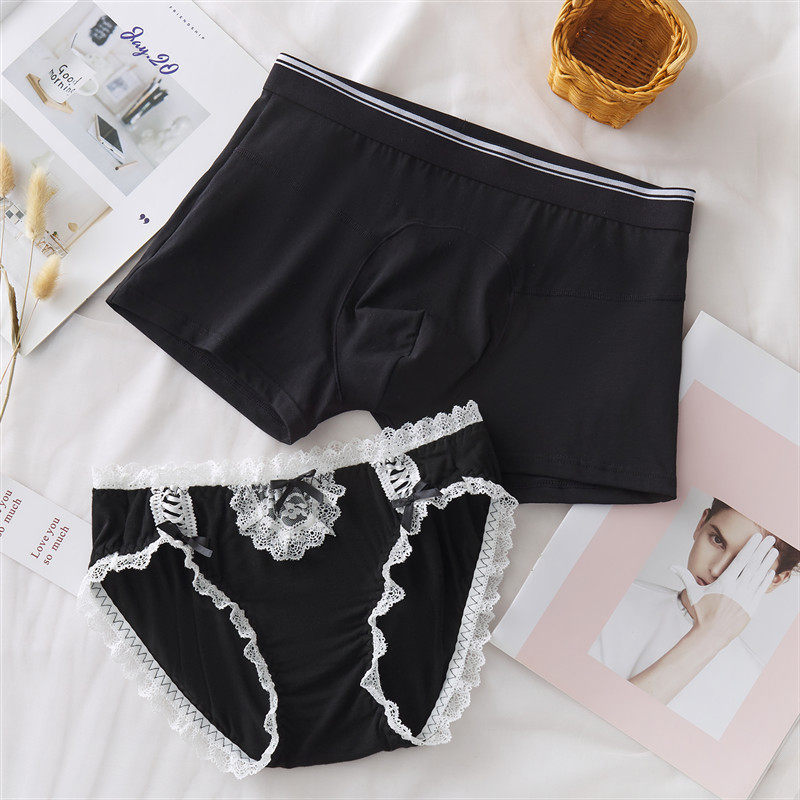 Black Temptation Cute Wind Lovers Pants Pure Cotton Comfort Sensual Suit of Men and Women Modale Pure Color