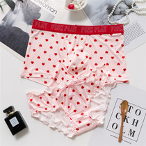 Japanese sweet beauty style couple underwear sexy male flat corner female triangle cotton creative cute pants set