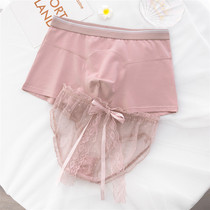 Romantic sweet temptation couple underwear set sexy breathable and comfortable ice silk mesh male cotton flat corner female triangle