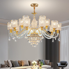2024 New European style light arm luminous pendant light, luxurious crystal living room main lighting decoration, bedroom dining room atmospheric lighting fixtures
