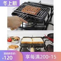 Spot South Korea imported grill mesh stainless steel grill Toast rice cake baking tray grilled fish meat rack double-layer Korean baking clip